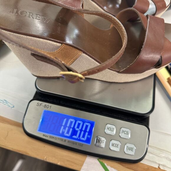 J. Crew Lila Platform Wedges Sandals Shoes Ankle Strap Leather Brown Sz 11 Italy - Picture 9 of 10